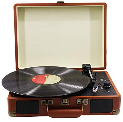 WDWDW Giradischi Giradischi per Giradischi in Vinile Giradischi Portatile Wireless con Altoparlanti Incorporati, Giradischi Design Valigia Giradischi USB a 3 velocità con Trasmissione a Cinghia