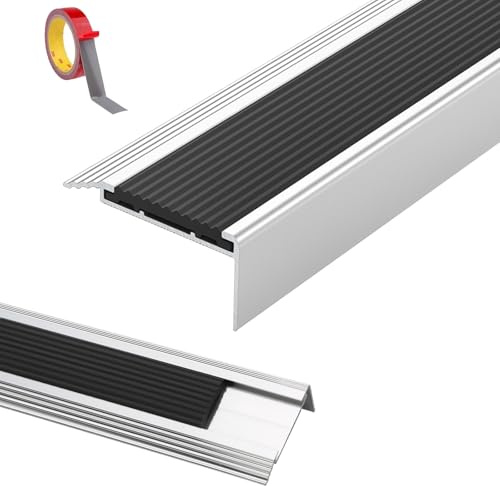 Ángulo De Aluminio Perfil En L, 1ud Aluminio Plata 100 Cm, Perfil De Protección Para Borde De Escalón, Cantonera Para Peldaños, Perfil De Seguridad Para Escalera, Laminado Para Peldaños(Negro,1mx2.1cm