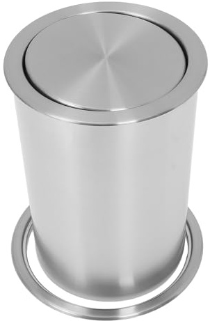 OSALADI Cubo de Basura Empotrable de Acero Inoxidable para Encimera con Tapa Abatible Diseño Integrado Tamaño Mediano Adecuado para Cocina y Baño Papelera de Cocina con Tapa