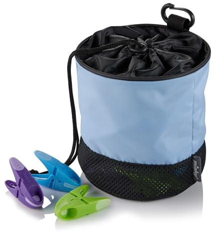 Minky Drawstring Peg Bag with Strong Clip + 24 SureGrip Weatherproof Pegs