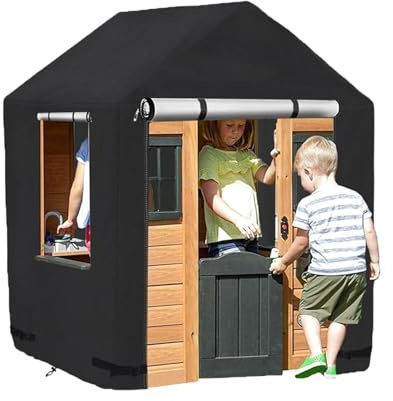 Outdoor Wooden Kids Playhouse Cover | Waterproof and Windproof Cover | 420D Oxford Fabric , All-Weather Protector for Garden, Backyard