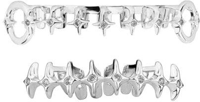 [Netbiio] Artistic Star Pattern Copper Teeth Cap with Air Vent, Lightweight 10g Body Jewelry, Copper Hollow Out Grillz