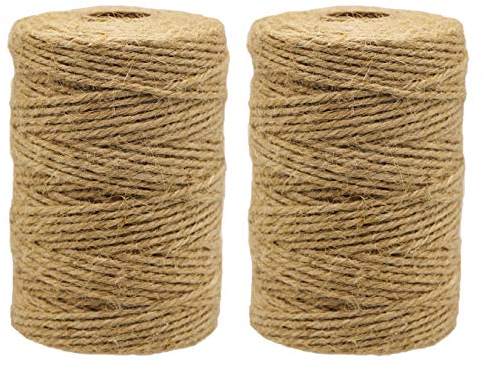 200M Naturelle Ficelle Jute Corde Chanvre 2mm décorative Corde en Chanvre Fil de Bricolage Artisanal Jardin Fleuriste Décoration de Noël Cadeau Emballage