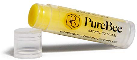 Lippenbalsam mit Bienenwachs & Propolis Ohne Aroma | Natürliche Lippenpflege handgemacht in Baden-Württemberg | Mit Jojoba-, Avocado- & Aprikosenkernöl | PureBee (Ohne Aroma, 1 Stift)