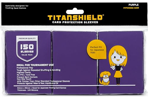 TitanShield (150 buste/viola) piccole dimensioni giapponesi carte da scambio carte protettive compatibile con Yu-Gi-Oh!, Cardfight!! Vanguard & Photocards