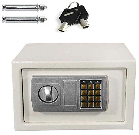 Fireproof Digital Safe Box Home Safes Cash Anti-theft Safe Box Electronic Documents Safety Safe Security Box Solid Steel with Full-digit Keypad, 2 Keys and 2 Bolts 8.5L (31x20x20cm, White)