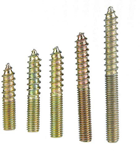 Tornillo de espiga, 80 piezas M5 25 mm 30 mm 35 mm 40 mm 50 mm Conector para muebles de carpintería Tornillo de doble punta de hierro chapado en zinc, Perno de suspensión para muebles de carpintería,
