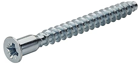 SOTECH 100 stycken Confirmat-skruvar med korsfördjupning PZ3 7 x 50 mm med försänkt huvud för hörnanslutning möbelskruvar skruv stål galvaniserat