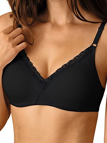 Nur Die Soutien-Gorge en Dentelle de Coton Doux sans Armatures avec Bonnets Double Couche Invisible sous Les vêtements pour Femme, Noir, 95C