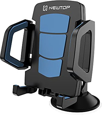 N NEWTOP Supporto ST04 Universale Parabrezza Cruscotto Ventosa Vetro Forte Regolabile con Rotazione a 360 Gradi da Caravan Furgone Camion Auto Cellulare Smartphone Telefono (Nero+Azzurro)