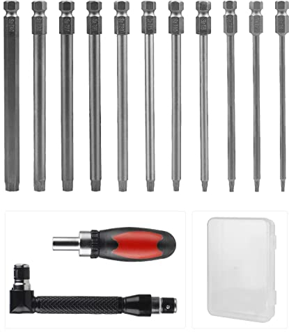 CPROSP Juego de Destornilladores Torx de 100 mm de Largo con Caja de Preservación, Punta Larga con 2 Destornilladores Torx, T6, T7, T8, T9, T10, T15, T20, T25, T27, T30, T40, S2