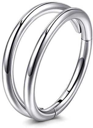 VFUN 16G 8MM 316L Acero Quirúrgico Hinged Clicker Segmento Piercing Septum Aro Doble Mujer Tragus Conch Helix Cartilago Piercing Pendiente Plata