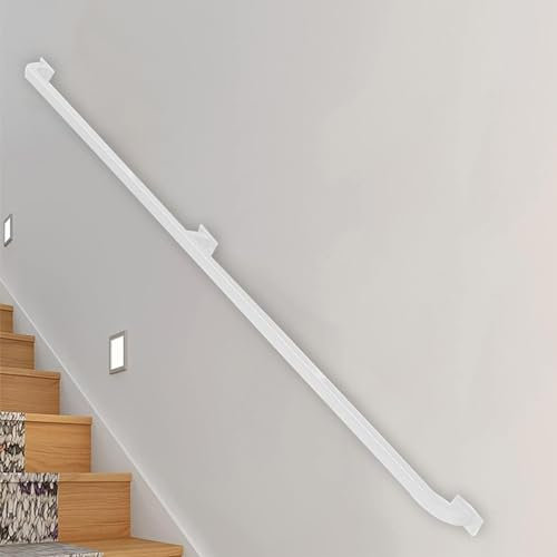 Lanmmraifc Main Courante d'escalier pour escaliers intérieurs et extérieurs, 1 m, 120 cm, 1,5 m, 2 m, 250 cm, 3 m, Rampe d'escalier pour Rampe d'escalier Murale – Blanc (Size : 100cm)