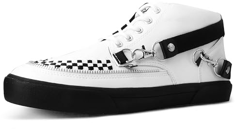 T.U.K. Mid Top Creeper Sneaker - Scarpe da Uomo e da Donna - Colore Bianco TUKskin Scamosciato - Stile Punk, Goth e Rocker in Pelle e Scarpe Stringate - Taglia EU42