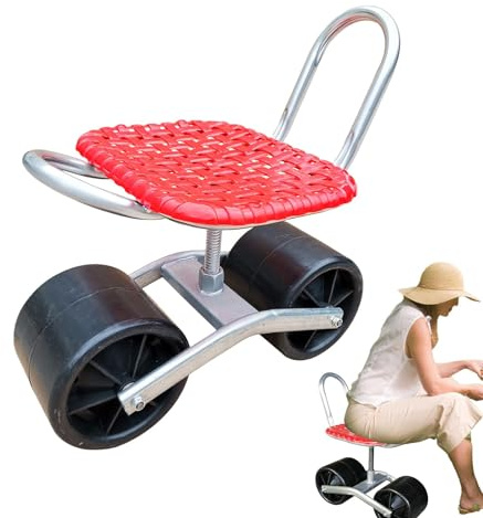 Rollbarer Gartensitz, 360 Grad drehbarer Gartensitz, robuste Gartenarbeitshocker mit Rad, höhenverstellbar, drehbarer Gartensitz, Gartenroller für komfortables Gärtnern