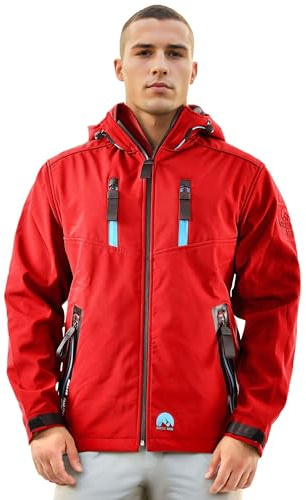Arctic Seven Herren Softshelljacke (S-5XL) - Wasserabweisend, Atmungsaktiv, Teddy Fleece innen, Warme Jacke Männer - AS-306 Rot 5X-Large