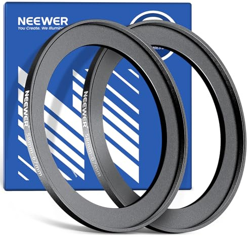 NEEWER 58-67mm Anello Adattatore Step Up (2pz) + Panno da Pulizia, Adattatore ad Anello per Filtro Obiettivo Ultra Sottile in Lega di Alluminio per Lente Fotocamera da 58mm per Usare il Filtro da 67mm