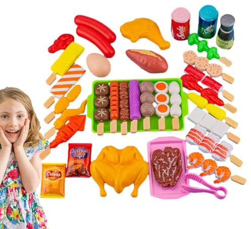 Kinder-BBQ-Grill-Set |. Künstliches H-Lebensmittelzubehör zum Rollenspiel-Grillen |. Barbecue J mit Grillzubehör, interaktives Kinderspielzeug, Kochspielset für und Mädchen, Geburtstagsges