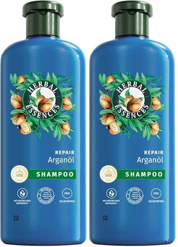 Herbal Essences Shampoo Repair con olio di argan da 350 ml, dai capelli danneggiati a quelli più morbidi, lucidi, cura intensa, con ingredienti di origine naturale, vegano, senza siliconi