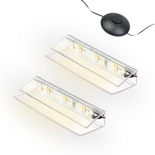 kalb | LED Glaskantenbeleuchtung Ambilux Clip transparent 3000K 5000K 1-10 Sets für Glasböden 4-10mm Fußschalter Glasbodenbeleuchtung erweiterbar um Dimmer/Controller Plug & Play (warmweiß, 2er Set)