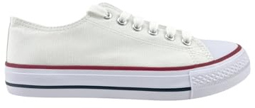 MODELISA - Zapatillas Deportivas De Lona Estilo Casual Mujer (Blanco, Sistema Tallas Calzado EU, Adulto, Mujer, Números, Mediano, 37)