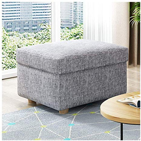 SNLKCLRA Pouf Contenitore in Tessuto per Arredamento casa, poggiapiedi, Sgabello per Scarpe, Baule Porta Giocattoli, Grigio, 60 x 60 x 40 cm