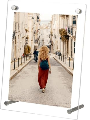 Andiker Cornice portafoto in acrilico, Cornice 10x15/6 x 4 IN, trasparente, senza cornice, per tavolo, orizzontale e verticale, 10 x 15 cm, per soggiorno, camera da letto, matrimonio