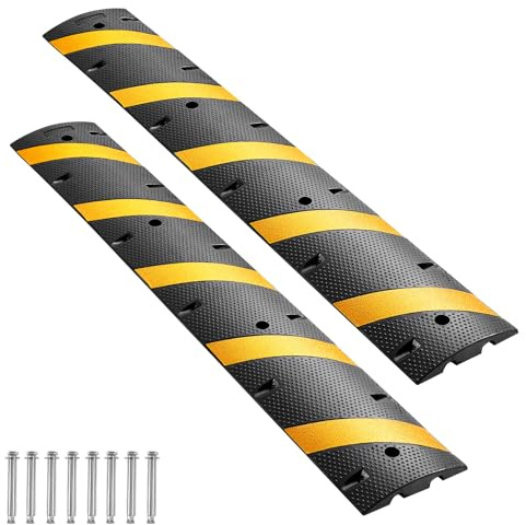 VEVOR Passacavo in Gomma per Protezione dei Cavi, Dosso Rallentatore in Gomma 2 Canali, Supporta Fino a 9979 kg, Dimensioni 1830x300x50mm 2 PACK