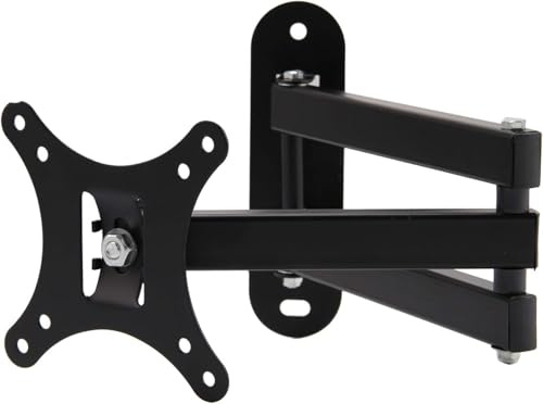BREEZENEST Small TV Wall Bracket for 10-27 Inch Screens Low Profile Articulating Arm Monitor Wall Bracket VESA 75/100, 180° Swivel, 15° Tilt, Max Extend 47cm Holds up to 12kg for LCD/LED TVs
