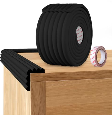 NUTKIT 200cm x 80mm Universale Protezioni, Protezione dei Bordi, Autoadesiva, Extra Spesso Striscia Protezione, Pellicola Protettiva per Bordi Del Bambino, per Bambini e Neonati e Vecchio - Nero