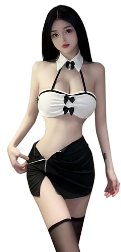 GWJKG Ensemble de Lingerie pour Femmes, Uniforme de secrétaire de Bureau, Costume d'enseignant Coquin, Jupe Courte avec Chaussettes