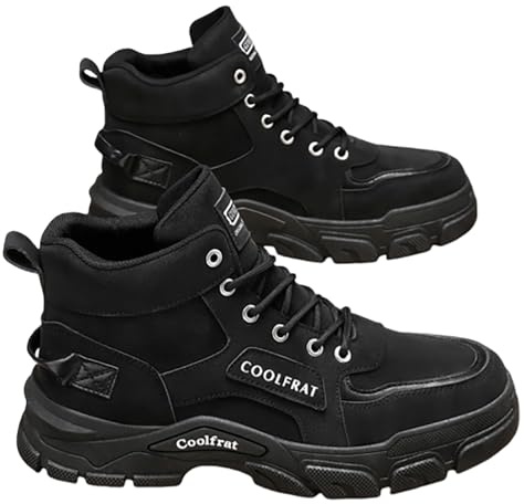 Scarpe invernali da uomo, imbottite, scarpe da trekking, scarpe da trekking, scarpe da trekking, impermeabili, comode, scarpe da lavoro, casual, scarpe da ginnastica antiscivolo, Nero , 43 EU