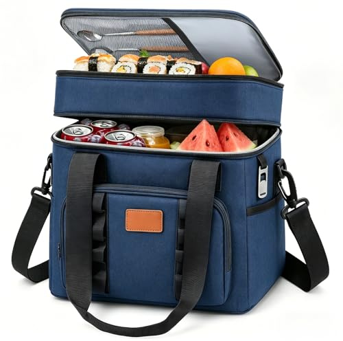 ITMNMNL Borsa Termica Porta Pranzo, 30.7L Borsa Doppio Frigo Grande, Borsa Porta Pranzo,Borse Termiche con Tracolla Regolabile,Tasche Multiple e Apribottiglie per Picnic,Campeggio,Ufficio
