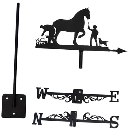 MagiDeal Veleta para Caballos, indicador de dirección del Viento, Veleta para Exteriores, Patio, jardín, Techo, Granja, Caballo con Hombre