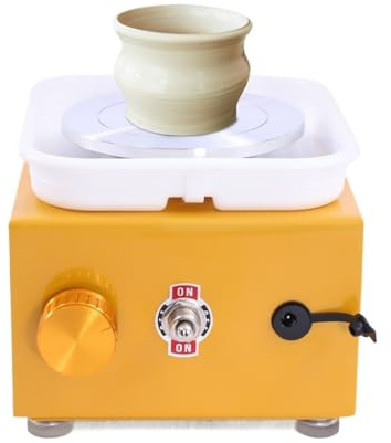Torno De Cerámica Eléctrico Con Plato Giratorio 2000 RPM Y Depósito ABS Extraíble 24 W Alta Estabilidad, Velocidad Flexible