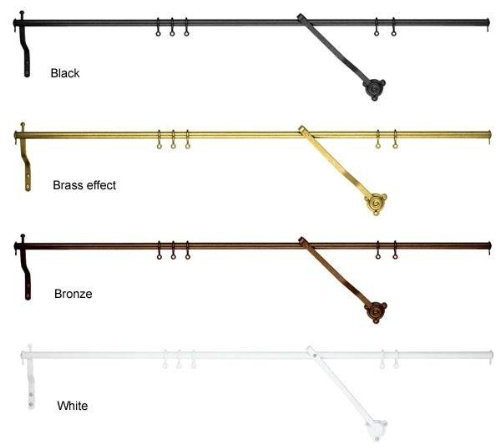 THE CARTERET TRADING COMPANY RISING PORTIERE CURTAIN ROD - WHITE FINISH