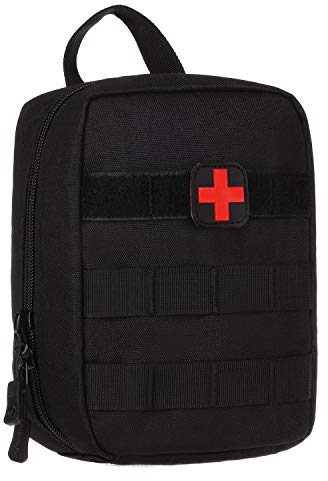 HUNTVP Borsa Molle Militare Borsetta a Mano Medica Marsupio Tattico di Pronto Soccorso a Casa Auto Borsa da Cintura Sportivo Adatto per Trekking Viaggio Alpinismo, Nero