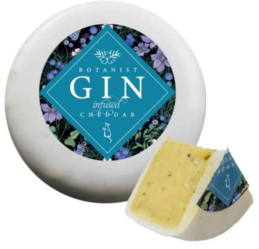 Botanist Gin and Tonic Cheese Truckle. 190g Of Wondeful Cheddar Cheese Flavoured With Gin & Tonic. The Ultimate Unusual Gifts For Men & Women Who Love Gin The Chuckling Cheese Company.