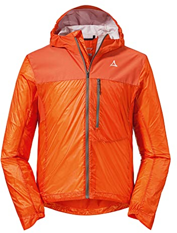Schöffel Herren Hybrid Jkt Flow Trail M, extrem leichte MTB Jacke, winddichte, atmungsaktive Fahrradjacke mit vorgeformten Ellbogen, orange blaze, 48