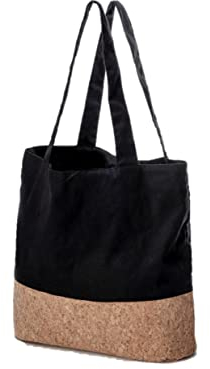Nuts Everyday Bag Kork | Einkaufstasche | Alltagstasche | 20 Liter | Korkboden | Jute Stoff (schwarz)