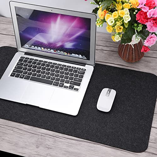 Topiky 68X33CM Large Felt Desk Pad, Felt Table Mouse Pad, Anti Static Computer PC Pads, Desk Pad for Keyboard,Computer Mat for Desk, Non Slip Desk Pad Protector for Office (Dark Gray)