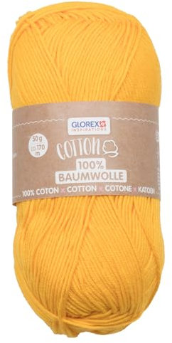CREATIV DISCOUNT Strick- und Häkelgarn Baumwolle 100% Cotton, 50g Sonnengelb