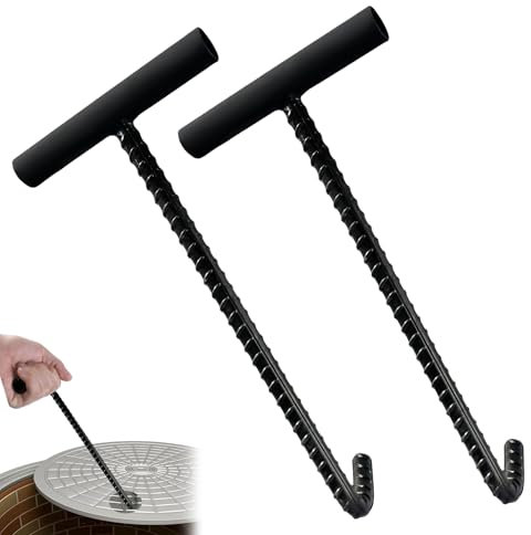 WEGREAT 2 pièces 30 cm Lève-couvercle d'égout : lève-couvercle de regard crochet de levage lourd crochet de canalisation, crochet de regard crochet de regard pour suspendre des poids lourds (10 mm)