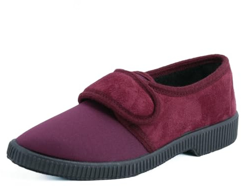 JOMIX Pantofole Donna Invernali Ciabatte da Anziani con Strappo Scarpe Lavabile in Lavatrice da Casa ITD2447 Rosso 38