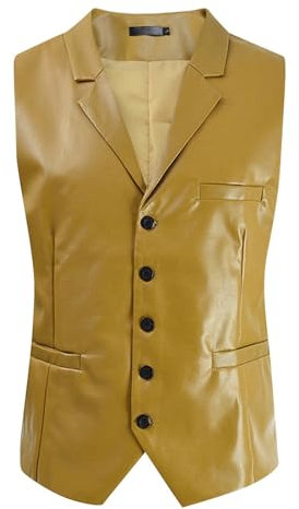 SRZYMJ Weste Herren Gelb Herren Fleeceweste Winter Warme Outdoor Weste Anglerweste Ärmellos Jacke mit Stehkragen Einschubtaschen Wärmeweste Daunenweste Lang Mit Kapuze Weste Herren L