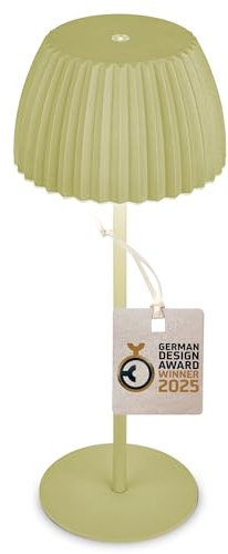 BRILONER - Riffle LED Tischlampe kabellos IP44 mit Lichtkante, Touchdimmer, Akku tauschbar, Nachttischlampe, Leselampe, LED Lampe, Akku Lampe, German Design Award Winner 2025, 14,5x36,5 cm, Grün