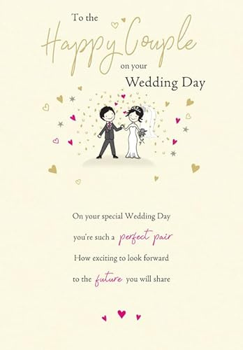 Piccadilly Greetings Wedding Card, To a Happy Couple - 9 x 6 inches