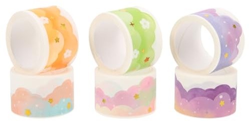 GLEAVI Rubans Adhésifs Décoratifs Washi 6 Pièces, Motifs Nuage et Nature, Papier Washi Fin, pour Scrapbooking, Cahiers, Bricolage et Décoration Artisanale, Autocollants Créatifs, Usage