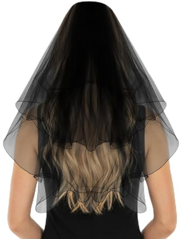 Tucnoeu Black Wedding Veils for Brides, Black Lace Veil with Comb, Bride Veil Halloween Veils for Women Brides, Wedding Bridal Shower
