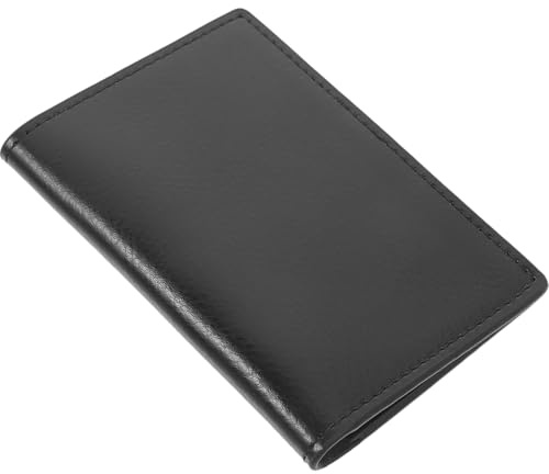 WOONEKY Estuches para Tarjetas de Visita de Cowhide Negro, Práctico y Portátil, Pensado para Docentes y Estudiantes en Oficina y Escuela